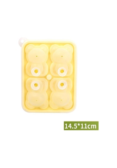 Sarı Silikon Ayı Buz Kalıp Küçük Ayıcık Şekli Buz Küpü Silikon Kalıp Buz Kalıbı Viski Silikon Buz Kutusu Sarı