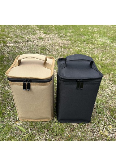 Yifomall Büyük Boy Kahverengi Kalın Oxford Kumaş Kamp Çanta - Gaz Tankı, Şarap Bardağı, Lambalar İçin Taşınabilir Saklama Çantası Kahverengi