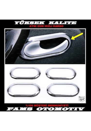 Dacia Sandero Krom İç Kapı Kolu Çerçeve 4Pcs. P.Çelik 2006-2012