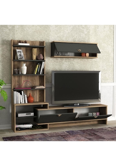 Dekorister Exclusive Pırıl Tv Ünitesi Ceviz-Antrasit
