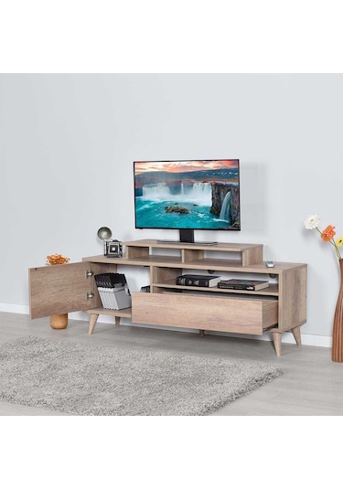 Retro Wide Kapaklı Çekmeceli Tv Sehpası - Tori