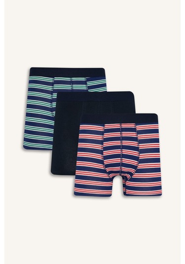 Defacto Regular Fit Çizgili 3lü Boxer E0123ax25aunv135 Lacivert