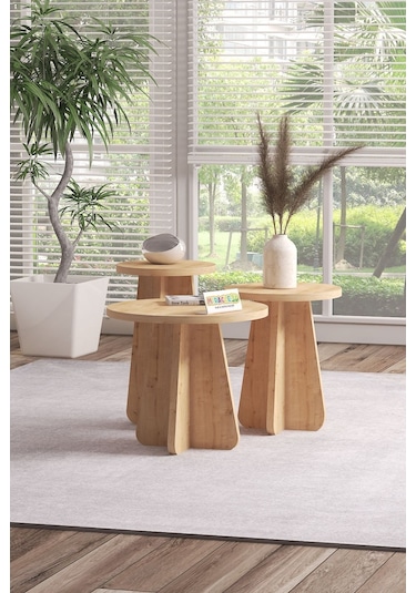 Miracle 3d Mantar 3'lü Zigon Sehpa Safirmeşe