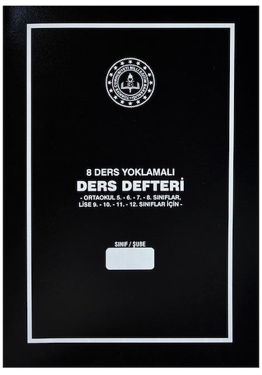 Gülpaş 8 Ders Yoklamalı Ders Defteri Siyah Plastik Kapak 384