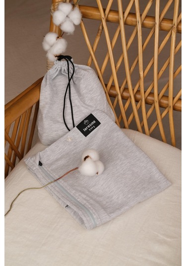 Pamuklu Puset Bebek Arabası Ve Emzirme Örtüsü Açık Gri