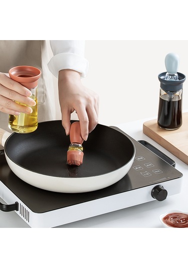 Hfambition Ev Fırında Ve Bahçe Barbeküs İçin Silikon Yağlı Fırça, Dozajlı Yağ Sokucu, Turuncu-yesil, Pratik Kullanım Çok Renkli