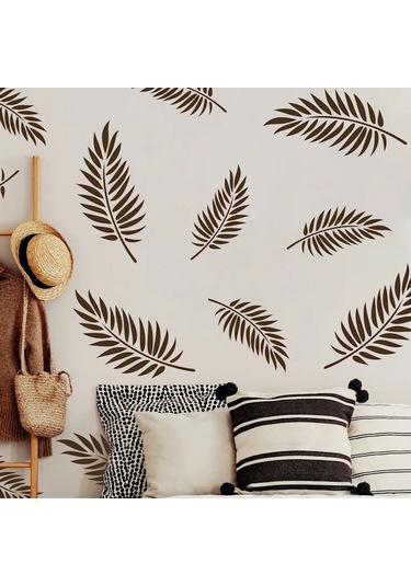 Büyük Yapraklı Vinil Duvar Çıkartmaları 16 Adet/paket Altın Altın Çok Renkli