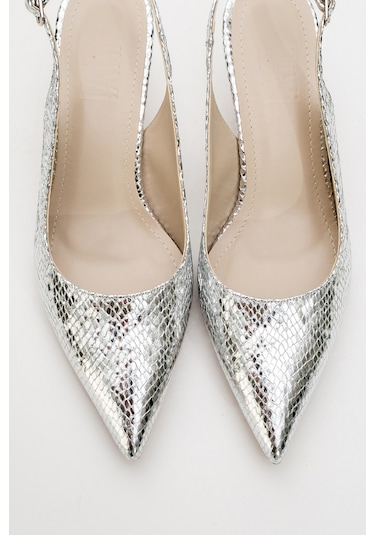 Luvishoes Value Gümüş Desenli Kadın Topuklu Ayakkabı Gümüş