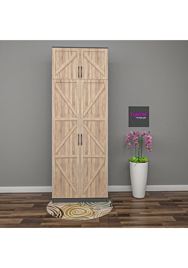 Geometri 2 Kapılı Gardrop Mdf Sis Gri