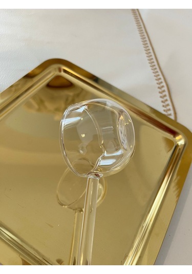 Cam El Yapımı Büyük Boy Ölçü Kaşığı Modern Tasarım Tek Parça Şeffaf