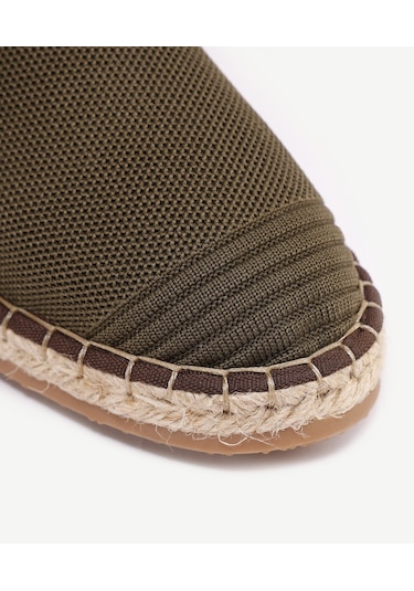 Yargıcı Triko Örme Bağlı Espadril Haki