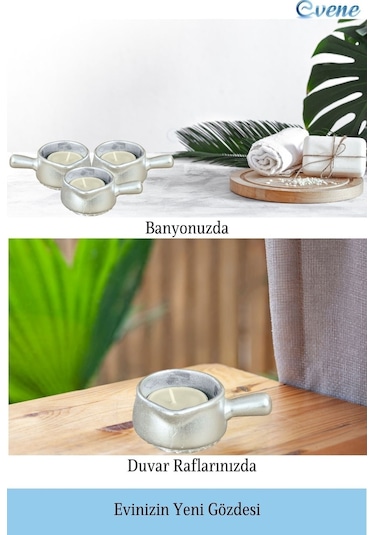 Mumluk Şamdan Tealight Mum Uyumlu Mini Tava Model - Gümüş
