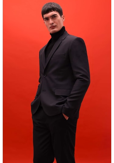 Defacto Slim Fit Dar Kesim Twill Düğmeli Blazer Ceket F7232ax25aubk27 Siyah Defacto Slim Fit Dar Kesim Twill Düğmeli Blazer Ceket F7232ax25aubk27 Siyah