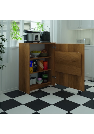 Asra Trend Mutfak Fonksiyonel Kiler Dolabı Katlanır Masa Petra