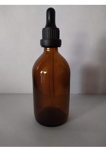 100Ml Cam Amber İnce Damlalıklı Kilitli Kapak Siyah(10 Adet)