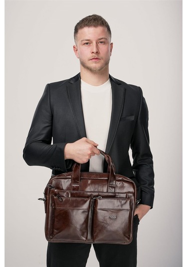 Ççs 71472 Hakiki Deri Evrak Çantası Kahve