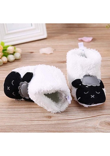 Suntek Sevimli Karikatür Hayvan Unisex Çocuk Polarlı Panduf Beyaz