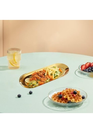 Gümüş Paslanmaz Çelik Barbekü Plaka Ayna Parlatıcı Gıda Sınıfı Bulaşık Makinesinde Yıkanabilir Çok Fonksiyonlu Aperatif Tatlı Sebze Yemek Servis M