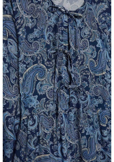 DeFacto Bisiklet Yaka Desenli Uzun Kollu Mini Elbise E6612AX25SPNV42