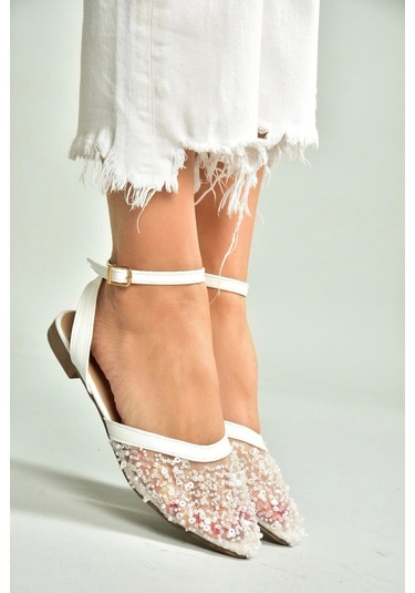 Fox Shoes U726544115 Beyaz File Kadın Babet Beyaz-file