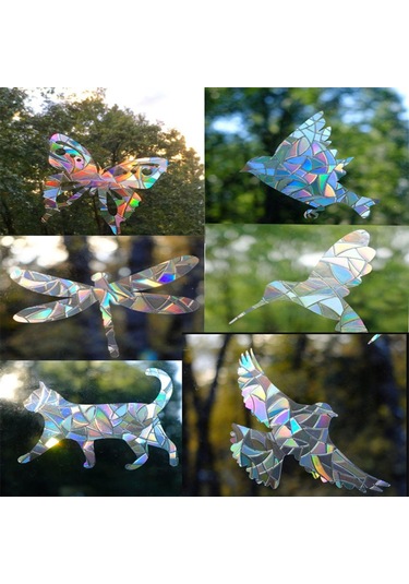 Suntek 4x Pencere Çıkartmaları Prizma Statik Sarılmak Kuşlar