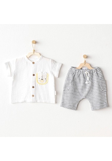 Andywawa Erkek Bebek Little King Alt Üst Takım Gri Ac25814 Çok Renkli