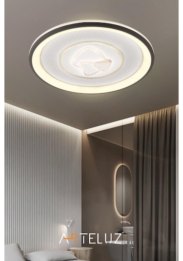 Üçgen Model Modern Plafonyer Avize 50 Cm, 3 Renk Işık Siyah