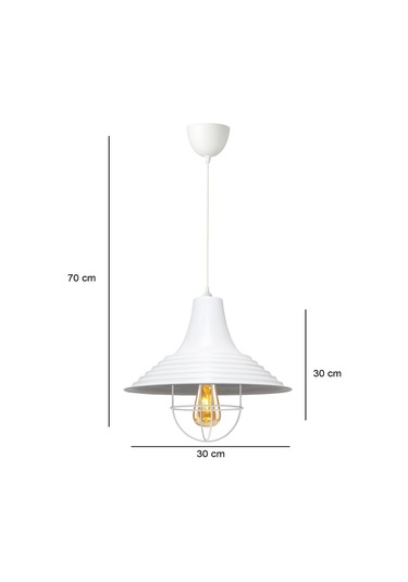 Endüstriyel Solid Metal Kafesli Sarkıt Avize Beyaz Mutfak Ofis Depo Antre Beyaz