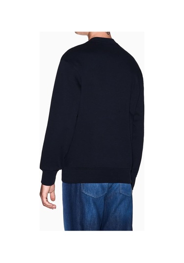 Erkek Regular Fit Kabartma Yazı Logolu Sweatshirt - Lacivert Deep Navy