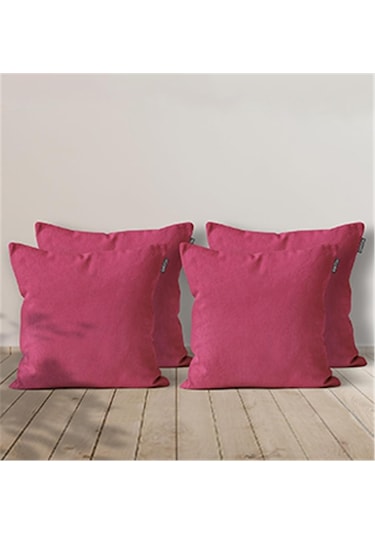 4'lü Kadife Dokulu Kırlent Kılıfı Fuşya-2179 - Fuşya