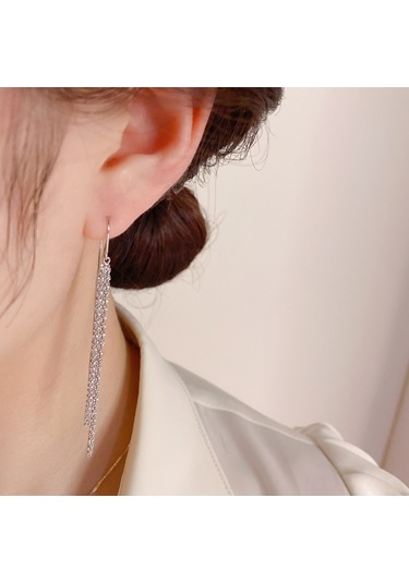 Wezone 2022 Yazın Yeni Stili Zırhlı Uzun Pırlanta Tassel Küpe Kadın İçin Zeki Ve İnce Görünüm Sağlar Gerçek Altın Kaplama - Altın Gold