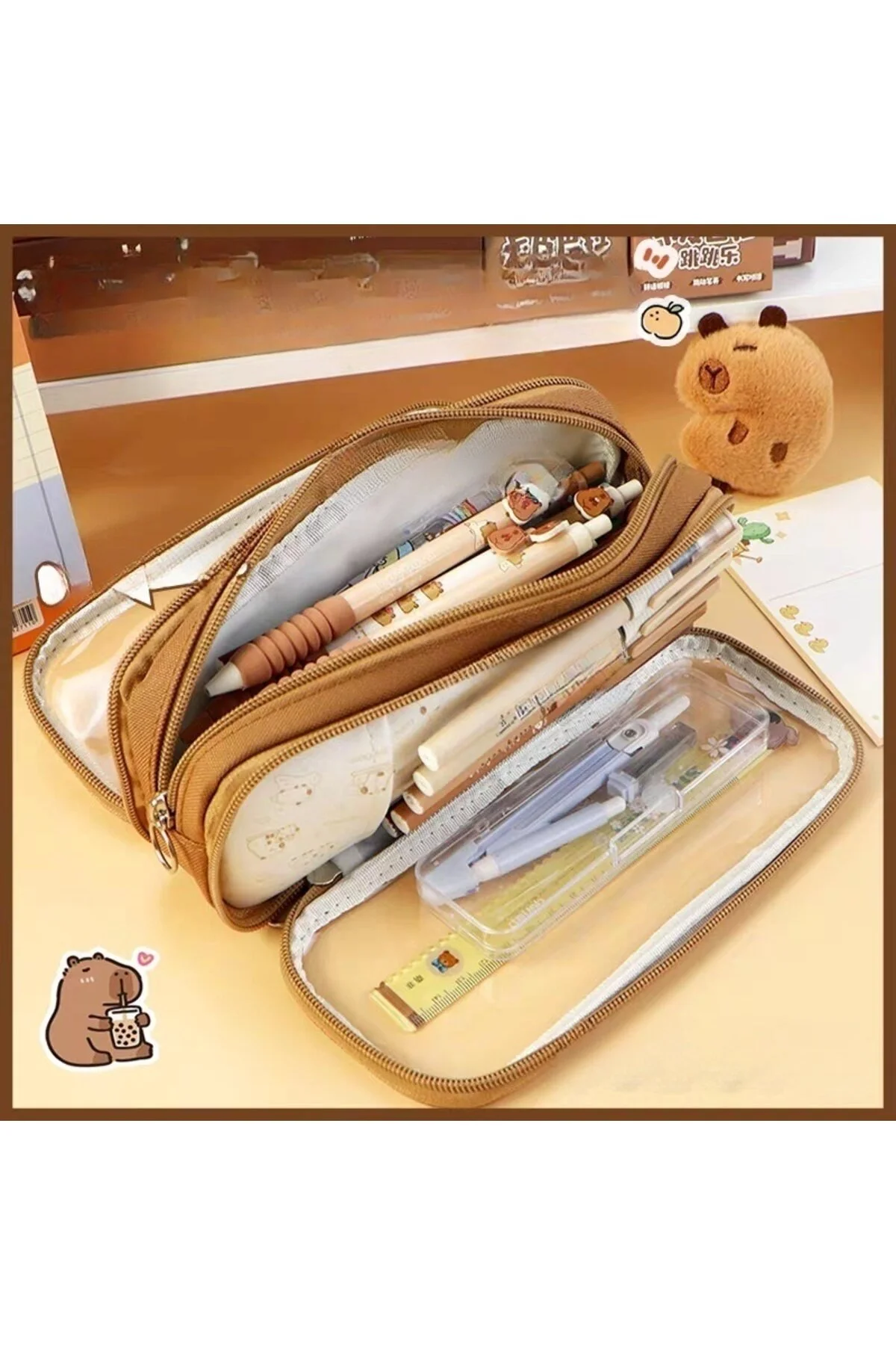 Capybara Şeffaf Kalem Kutusu Yeşil