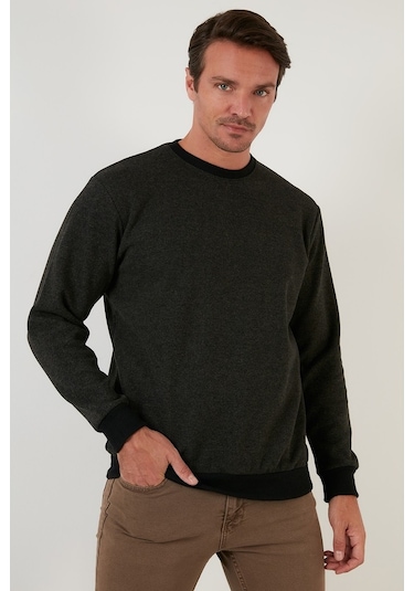 Buratti Slim Fit Bisiklet Yaka Pamuklu Erkek Kazak 456201 Haki