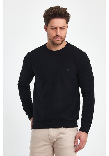 Explode - Erkek Siyah Bisiklet Yaka Kazak-siyah Siyah