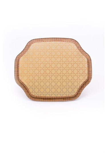 Lilya Desenli Sekizgen Metal Tepsi, 27,8 X 33,2 Cm