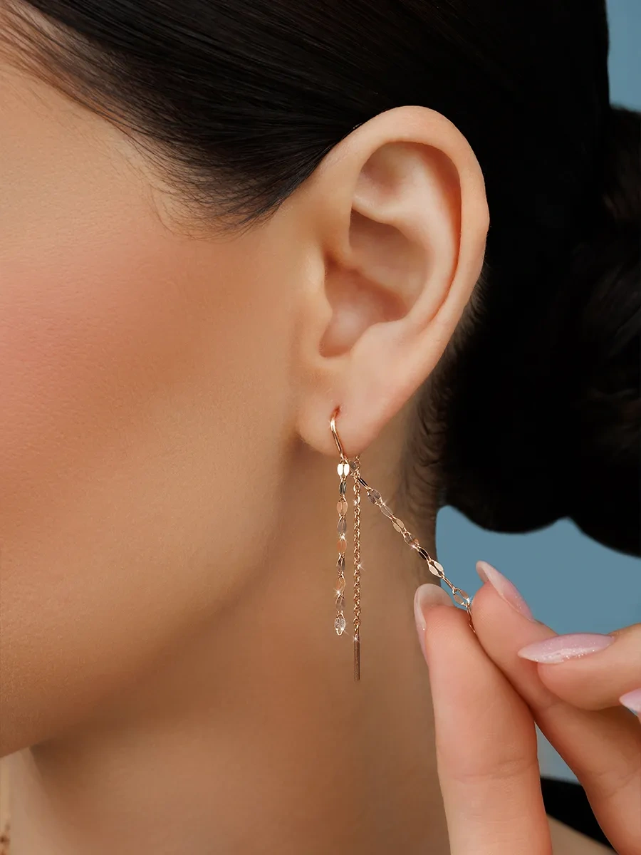 Veronika Jewelry Factory Uzun Küpeler Takı 925 Ayar Gümüş Sallama Askılı 439436549 Altın