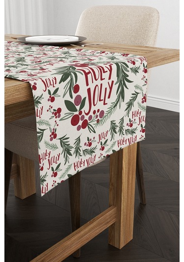 Kırmızı Yeşil Yılbaşı Temalı Dijital Baskılı Runner Cgh794-Rn