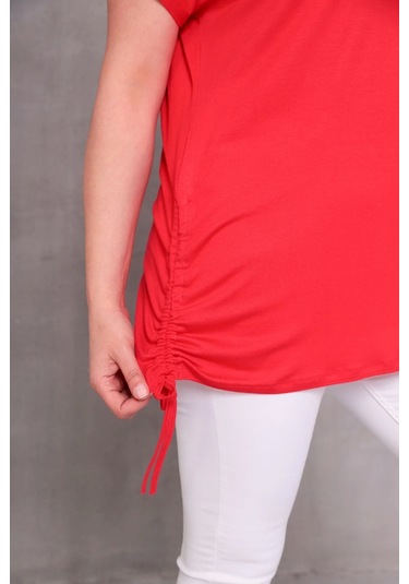 Kolu Eteği Büzmeli Bluz Kırmızı