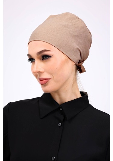 Kaymayan Silikonlu Dikişsiz Bone - Kaymaz Kadın Tesettür Bağlamalı İç Bone-vizon Vizon