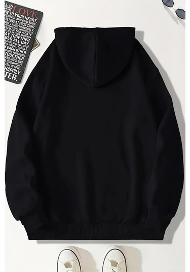 Duck Baskılı Oversize Sweatshirt Siyah