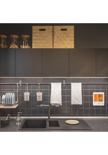 Moveevo Dijital Oda Sıcaklık Nem Ölçer, Büyük Ekran, Geri Aydınlatma, 24 Saatlik Bellek, Konfor Hatırlatıcı, Masaüstü/duvar Kurulu