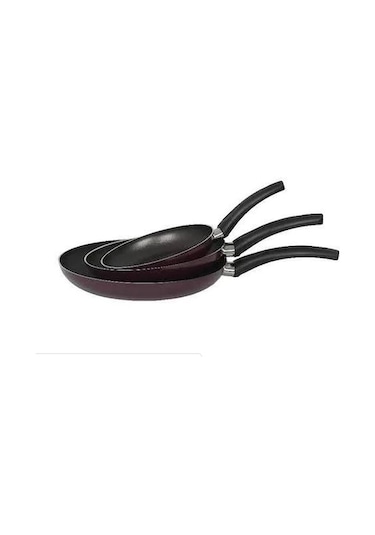 Mehtap 3 Lü Teflon Tava Seti 18+22+26 CM Kırmızı-mor