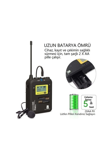 Lensgo Lwm 328C Kablosuz İkili Yaka Mikrofonu Seti