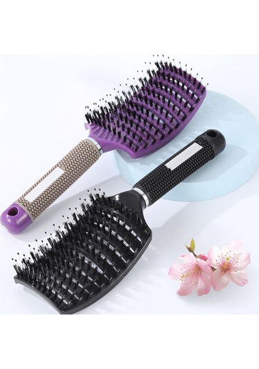 Saç Fırçası, Daha Hızlı Fönleme İçin Havalandırmalı Fırça, Islak Kuru Kıvırcık Kalın Düz Saçlar İçin Saç Fırçası Mor Mor
