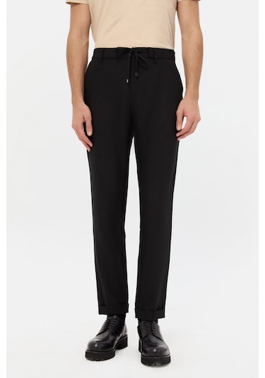 Twn Slim Fit Siyah Armürlü Jogger Pantolon 4ec03kv703503 001