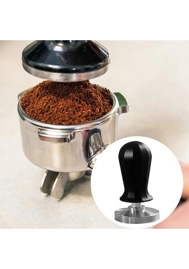 Metabagua 58mm Espresso Kahve Sabotaj Paslanmaz Çelik Düz Taban Kahve Tozu Pres Çekiç Sabit Yay Basıncı İle B Q5a5wz Siyah