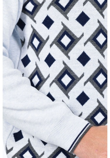 Kamalı Erkek Çelik Örgü Gömlek Yaka Fermuarlı Polo Yakalı Kazayağı Tüylenmeyen Triko Kışlık Baba Kazak Beyaz