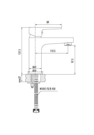 Creavit Sharp Mat Siyah  Lavabo Bataryası Sr1500s
