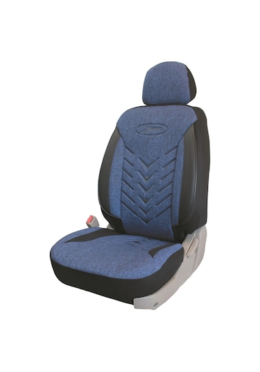 Mercedes Benz C 200 D Uyumlu Keten Kumaş Oto Koltuk Kılıfı - Mavi-siyah
