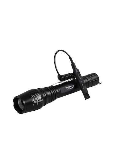 Police Ps-90 Cree T6 Led Avcılara Özel Şarjlı El Feneri Siyah
